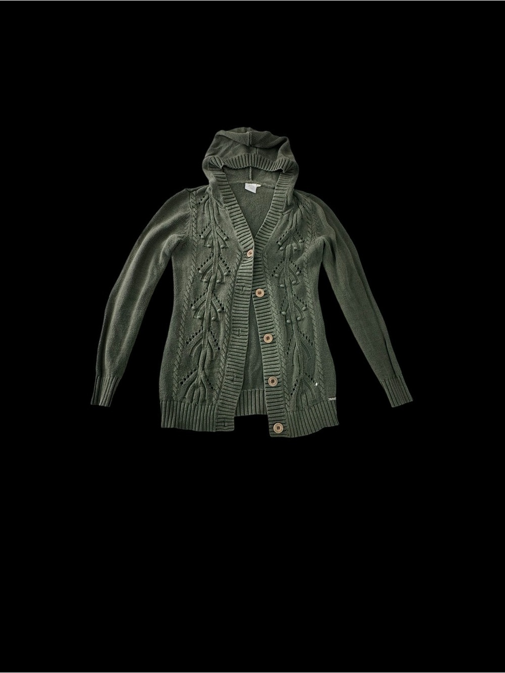 Rip Curl Olive Green Hooded Cable Cardigan